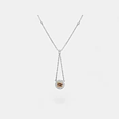 18K Two Tone Gold Champagne Diamond Double Halo Station Necklace — Zoland