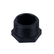 1" Male Threaded Hex Plug – Black Polypropylene