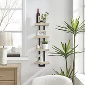 4-Tier Slim Ladder Bracket Floating Metal Frame Wall Shelves