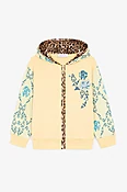 Baumwoll-Kapuzenpullover mit Leoparden-Printund filigranem Print