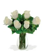 6 White Long Stem Roses