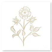 Bengal Botanical No. 5 in Tan on Soft White