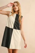 Corduroy Color Block Mini Shift Dress