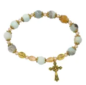 AMAZONITE ANTIQUE GOLD ROSARY BRACLET