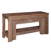 67" Solid Wood Console Table with Hand Carved Panel