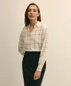 Relaxed Silk Windowpane Blouse