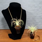 Stoneware Vase Charm/Necklace With Air Plant