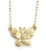 14 kt and Diamond Butterfly Necklace