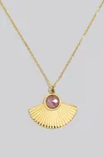 Amethyst Gold Fan Pendant Necklace