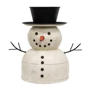 14.25" Distressed Painted Metal Top Hat Snowman - G70161