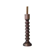 5” Rnd x 17”H Hand-Carved Mango Wood Taper Holder