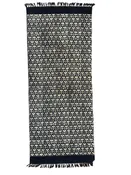 Handmade Block Printed Black Canvas Rug India 2.5x6