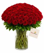 100 RED ROSES IN A VASE