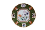 Antique Ashworth Brothers Trophies Green Ironstone Dinner Plate 10