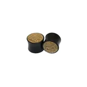 Black Horn Plugs with Walrus Jawbone Buddha Inlays (9/16") — KOLO BODY ARTS