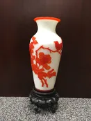 Chinese Red & White Peking Glass Vase - Early 20th Century