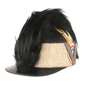 British American Revolutionary War Era Leather Tarleton Cap Helmet with Bearskin Crest