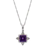 14K White Gold Amethyst and Diamond Necklace