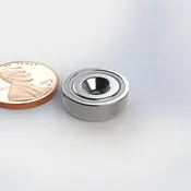 CUPT625 ~ Neodymium Cup Magnet with 0.28" Countersunk Hole | 5/8" Dia | 2/10" Thick | Ni-Cu-Ni Plated | Grade 40M | NdFeB | Axially Magnetized through the Thickness | Countersink on North polarity | Uses #4 Screw with 82° Countersink
