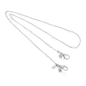 2 In 1 Grey Faux Pearl Face Mask and Badge & Eyeglass Holder 24"
