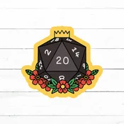 20-Sided Die Sticker | Waterproof Vinyl Decal | 3in