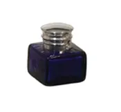 1-3/4" COBALT BLUE SQUARE GLASS INKWELL