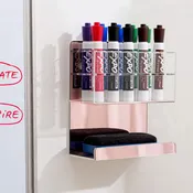 2-Tier Rose Gold Acrylic Wall Mounted 10-Slot Dry Erase Whiteboard Marker and Eraser Holder