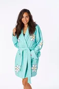 Daisy Applique Short Terry Loop Bathrobe