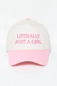 LITERALLY JUST A GIRL Embroidery Two Tone Baseball Cap