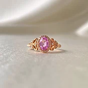10K Rose Gold Pink Sapphire Diamond Ring