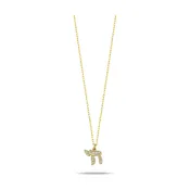 14k Gold Pave Chai Necklace