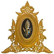 French Pietra Dura & Ormolu Double Portrait Easel Frame