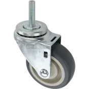 3-1/2" x 1-1/4" Grey Polyurethane Wheel Swivel Caster, 12mm-1.75 x 1-3/4" Threaded Stem - 300 lbs Capacity
