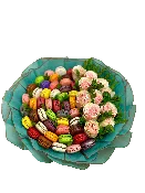 “Side by Side” – Gourmet Bouquet with Roses & Macarons