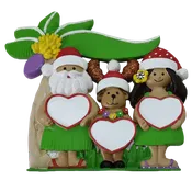243: Tropical Santa Family of 3 Tabletop Ornament