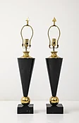 Pair of Dark Marble Designer Table Lamps —  elle w collection