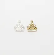 10mmx10mm Brass Pave Princess Crown CZ Charm Cubic Zirconia Gold Color