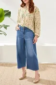 Audrey Pleated Crop Wide Leg Jeans