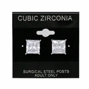 10MM Square Cubic Zirconia Stud Earrings