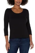 3/4 Sleeve Scoop Neck Knit Tee