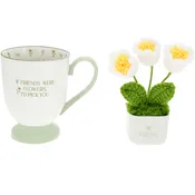 13 oz Cup with Crocheted Flowers