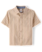 Chemise boutonnée rayée en lin mélangé pour garçon - Édition Lin - Blue