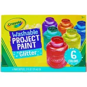 Crayola Washable Glitter Paint Great for Classroom Projects, 6 Count