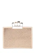 Alexander McQueen Pink Skull Knuckle Flat Embellished Clutch