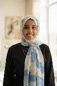 Chiffon Print Hijab — Blue, Cream & Yellow Streaks