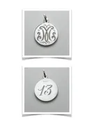 24mm Sterling Silver Disc Birthday Pendant by JT Inman with Hand Engraved One Letter Initial and Age included