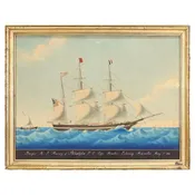 Watercolor of the American Barque A.J. Harvey in Marseilles by Honore Pellegrin — Bradbury Art & Antiques
