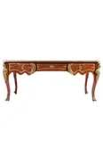 Antique Regency Louis XV style Presidential Bureau Plat Bronze -Ormolu Marble Top France 19th/20th C.