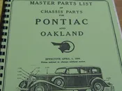 1926-1934 Pontiac and Oakland  Master Chassis  Parts List