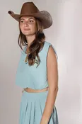 Balloon Crop Top - Blue